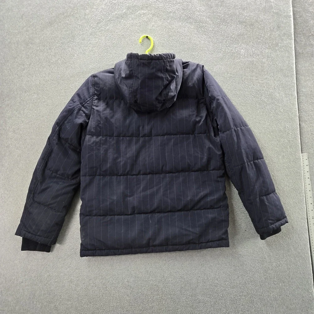 Levi's Men Jacket S Navy Striped Puffer Hooded Zipper READ